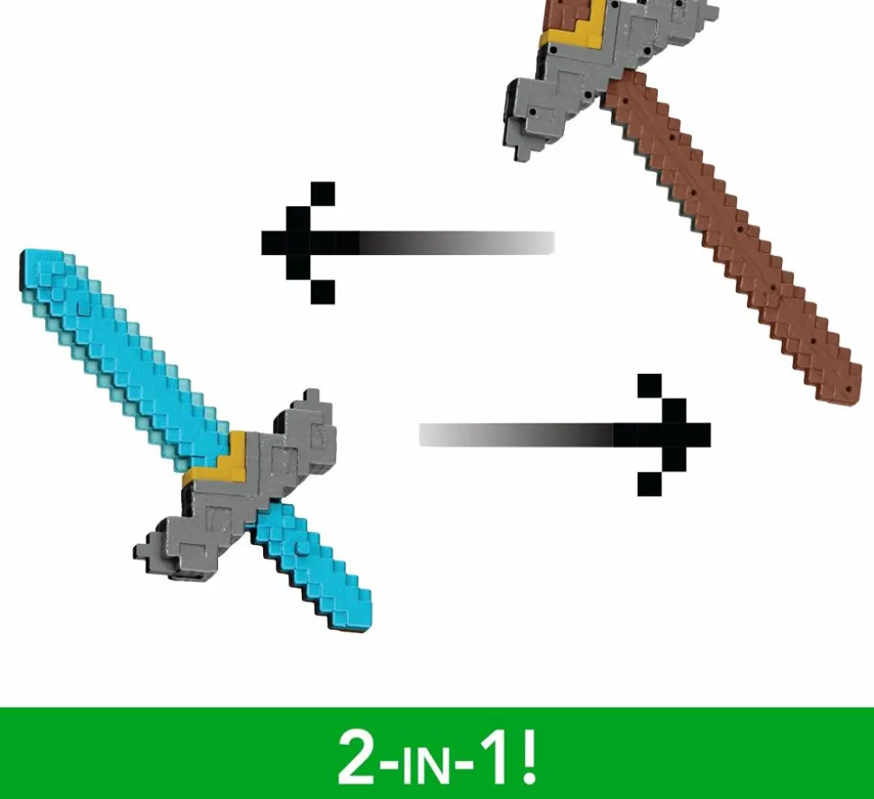 A Minecraft Movie (2025) - Click and Switch Sword and Pickaxe 2-in-1 Roleplay Replica