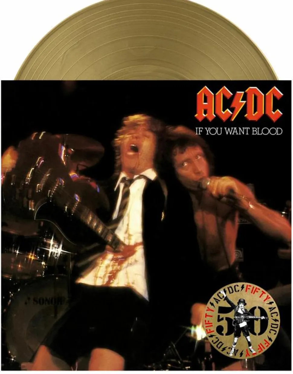AC/DC - If You Want Blood You've Got It 50th Anniversary LP Vinyl Record (Gold Coloured Vinyl)