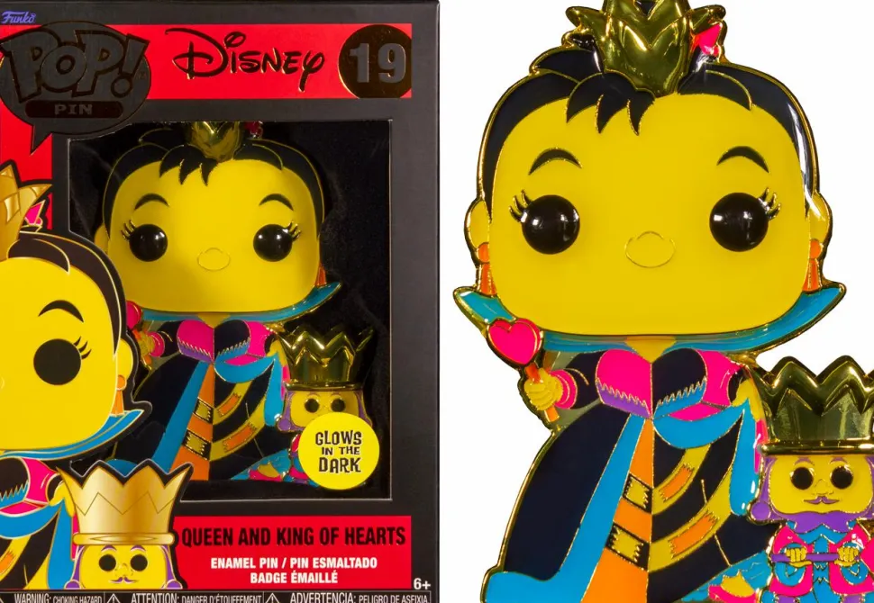 Alice in Wonderland - Queen and King of Hearts Glow-in-the-Dark 4" Pop! Enamel Pin
