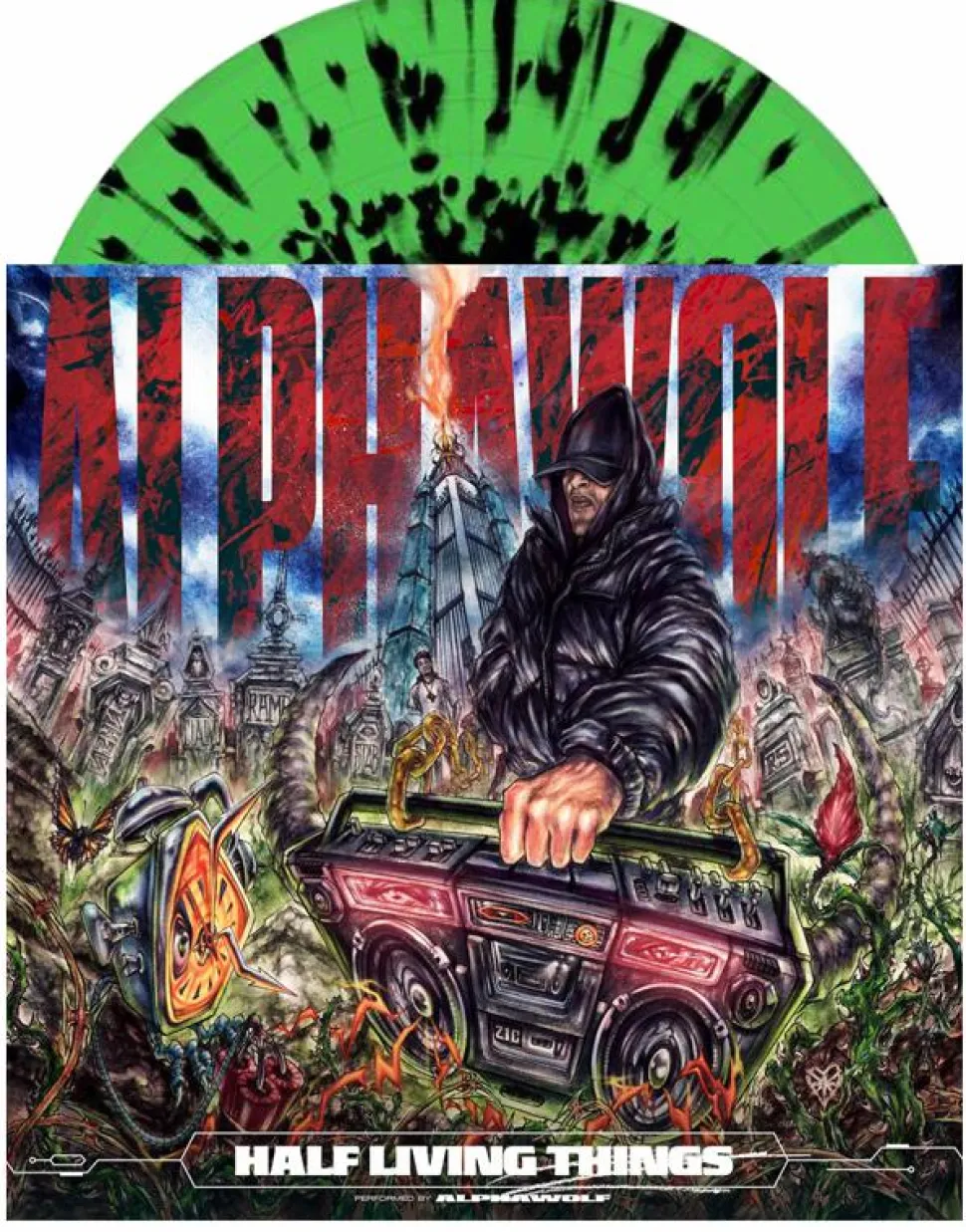 Alpha Wolf - Half Living Things LP Vinyl Record (Transparent Green with Black Splatter Coloured Vinyl)