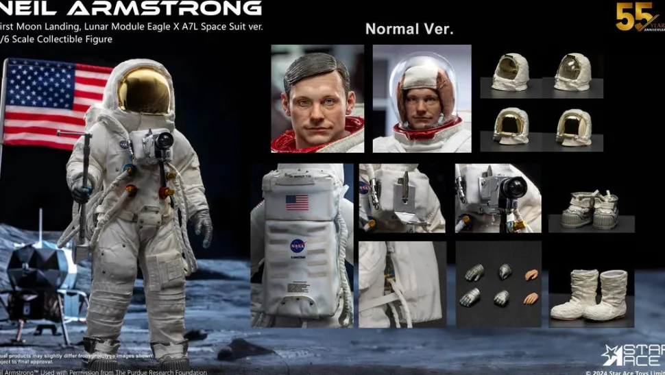 Apollo 11 - Neil Armstrong (First Moon Landing, Lunar Module Eagle X A7L Space Suit Version) 1/6th Scale Action Figure