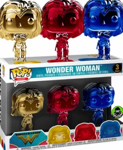 Aquaman (2018) - Arthur Curry & Wonder Woman Chrome Pop! Vinyl 3-Pack Bundle (Set of 2) (Popcultcha Exclusive)