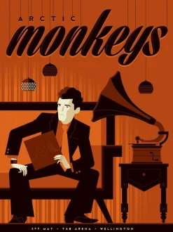 Arctic Monkeys - TSB Arena, Wellington 2014 Art Print by Tom Whalen