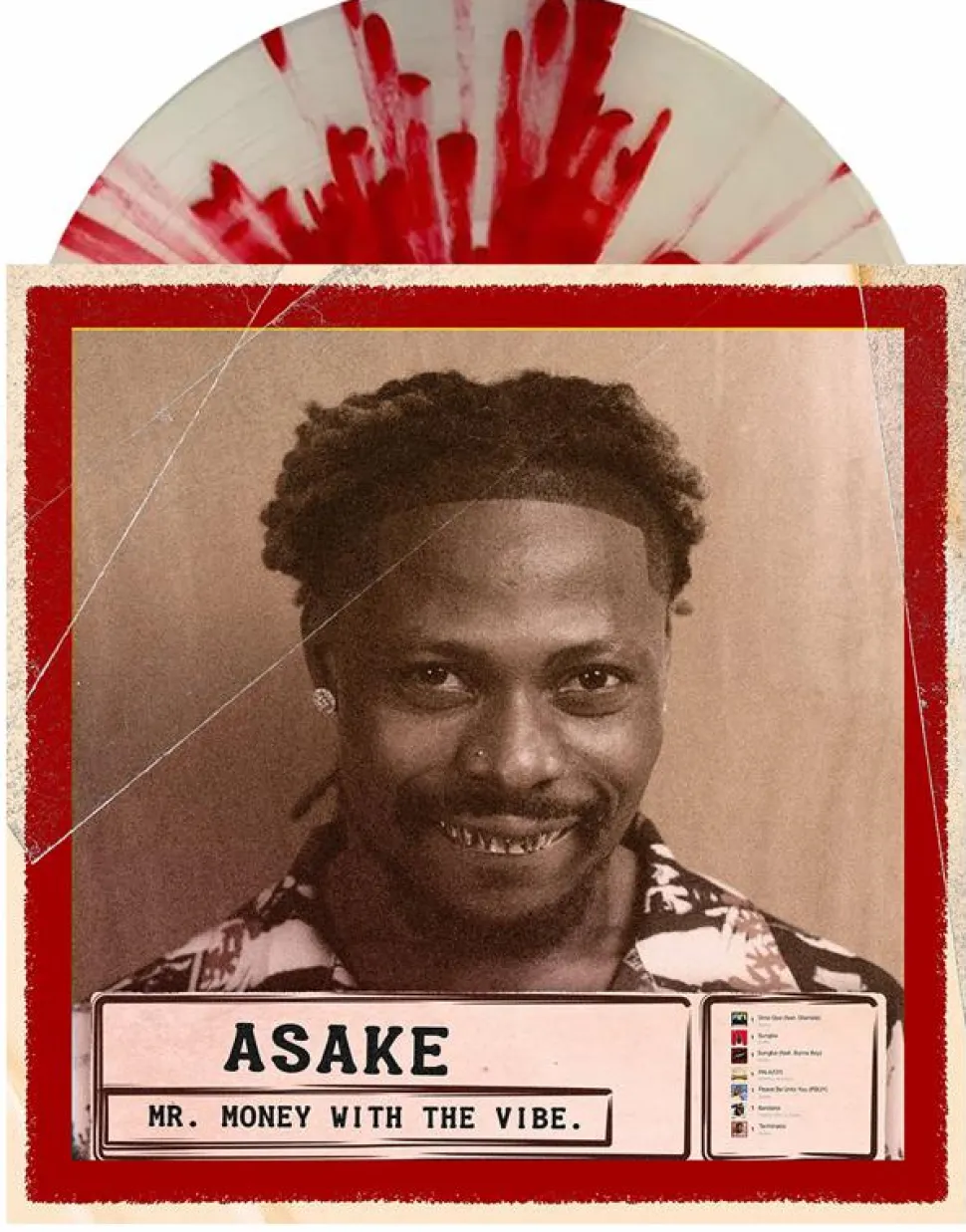Asake - Mr. Money with the Vibe LP Vinyl Record (Bone with Red Splatter Coloured Vinyl)