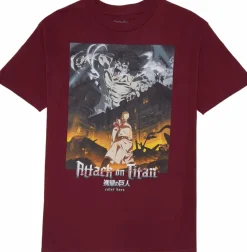 Attack on Titan - Attack on Titan x Color Bars Destroy Burgandy T-Shirt