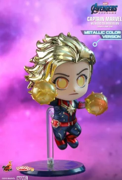 Avengers 4: Endgame - Captain Marvel Metallic Cosbaby 3.75” Hot Toys Bobble-Head Figure