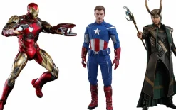 Avengers 4: Endgame - Loki, Captain America (2012) & Iron Man Mark LXXXV (85) Battle Damaged Hot Toys 1/6th Scale Action Figure Bundle (Set of 3)