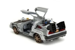 Back to the Future Part III - DeLorean Time Machine (Train Wheel Version) w/Lights Hollywood Rides 1/24th Scale Die-Cast Vehicle Replica