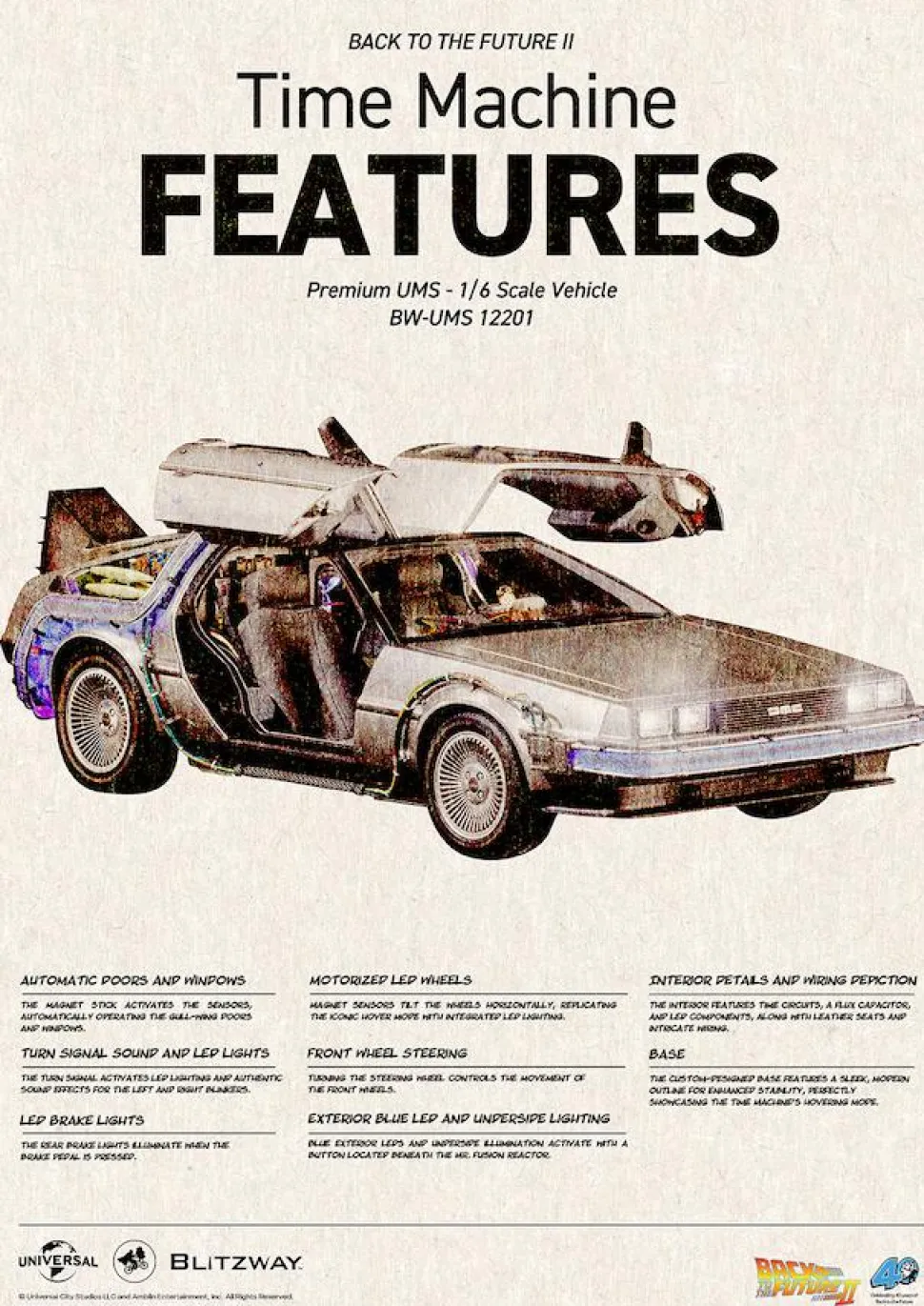 Back to the Future Part II - DeLorean Time Machine 1/6th Scale Action Figure Vehicle Replica