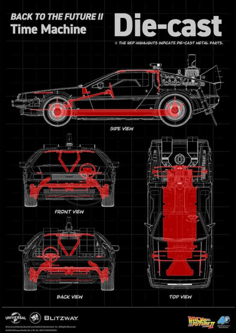 Back to the Future Part II - DeLorean Time Machine 1/6th Scale Action Figure Vehicle Replica