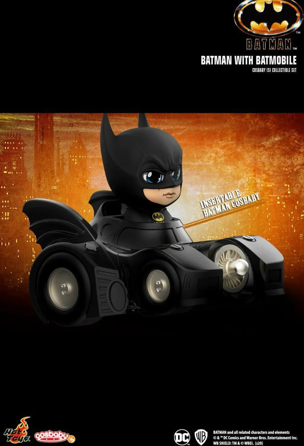 Batman (1989) - Batman with Batmobile Cosbaby (S) Hot Toys Figure Collectible Set