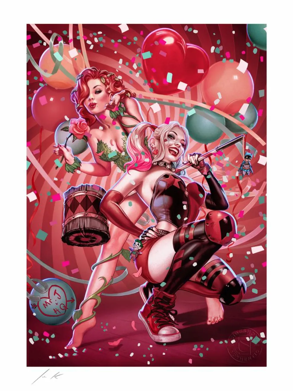 Batman - Harley Quinn & Poison Ivy Fine Art Print by John Keaveney