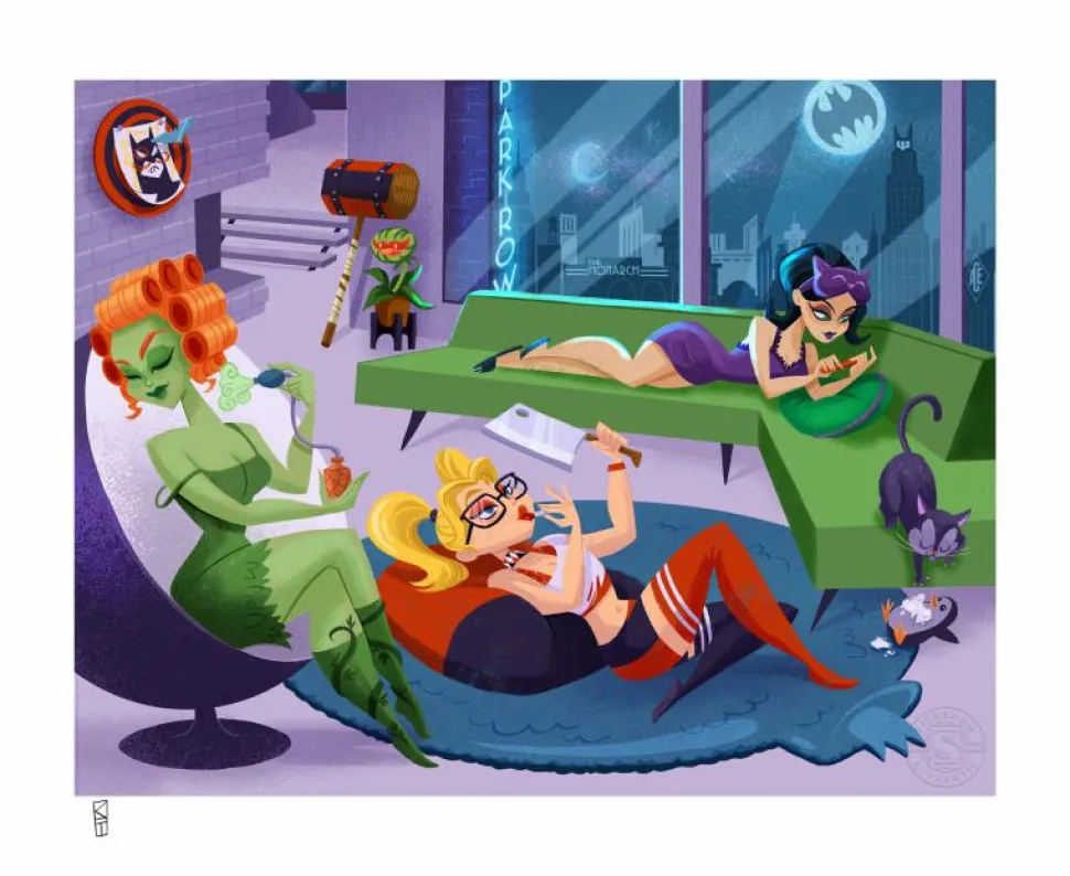 Batman - Sleepover Sirens Fine Art Print by Kat Hudson