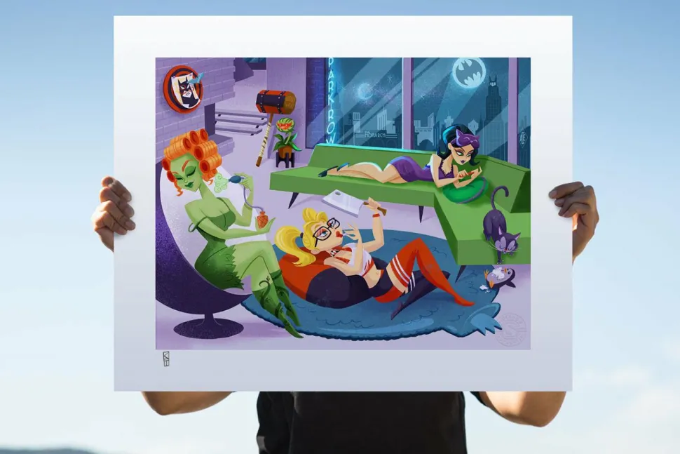Batman - Sleepover Sirens Fine Art Print by Kat Hudson