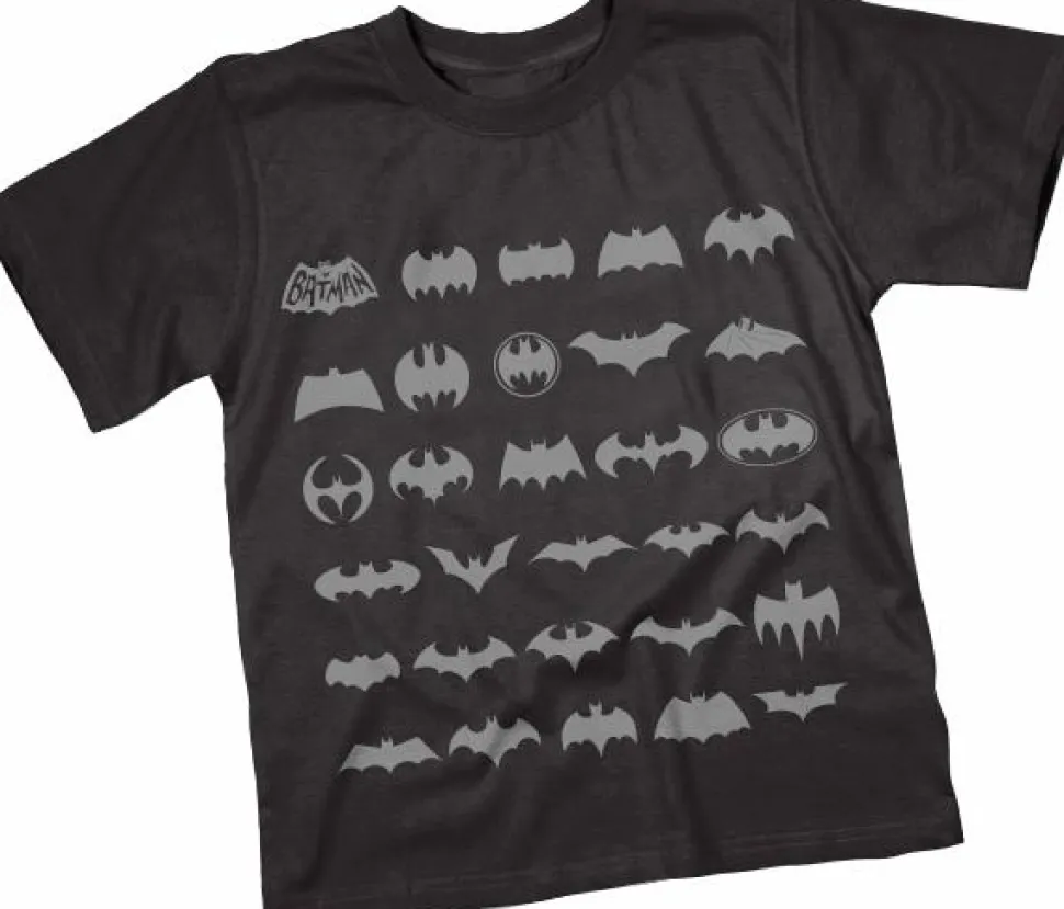 Batman - Through The Ages Logo Black Kids or Youth T-Shirt