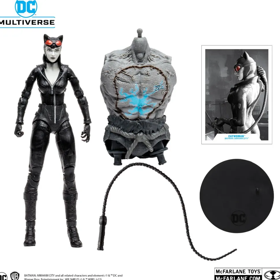 Batman: Arkham City - Catwoman (Black & White Variant) DC Multiverse Gold Label 7” Scale Action Figure (Solomon Grundy Build-A-Figure)