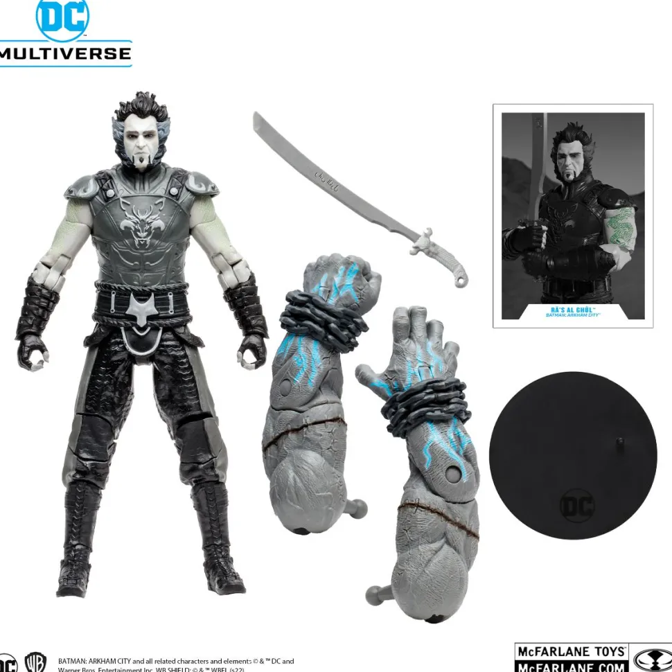 Batman: Arkham City - Ra's Al Ghul (Black & White Variant) DC Multiverse Gold Label 7” Scale Action Figure (Solomon Grundy Build-A-Figure)