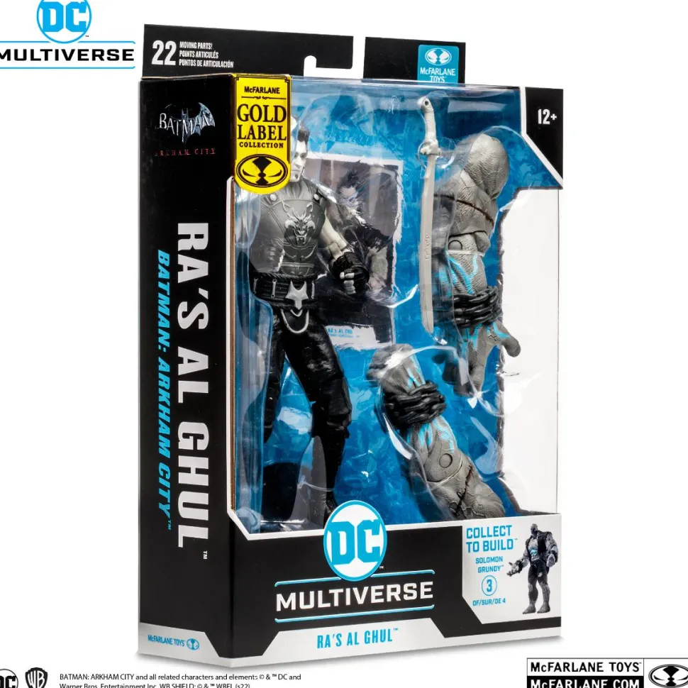 Batman: Arkham City - Ra's Al Ghul (Black & White Variant) DC Multiverse Gold Label 7” Scale Action Figure (Solomon Grundy Build-A-Figure)