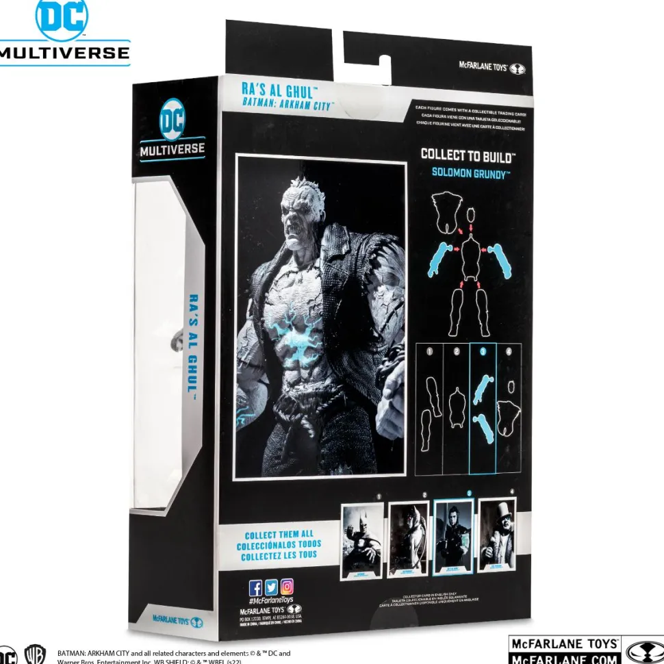 Batman: Arkham City - Ra's Al Ghul (Black & White Variant) DC Multiverse Gold Label 7” Scale Action Figure (Solomon Grundy Build-A-Figure)