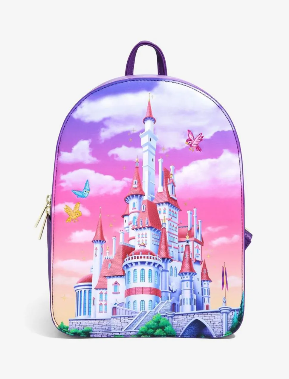 Beauty and the Beast (1991) - Castle Snap Flap 12" Faux Leather Mini Backpack