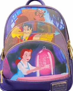 Beauty and the Beast (1991) - Scenes Triple Pocket 10" Faux Leather Mini Backpack