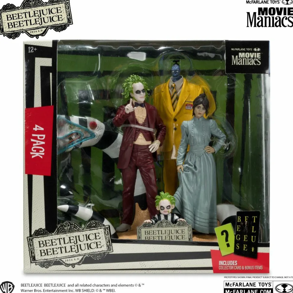 Beetlejuice Beetlejuice (2024) - Beetlejuice, Astrid, Bob the Shrinker and Baby Beetlejuice 6" Scale Posed PVC Figure 4-Pack