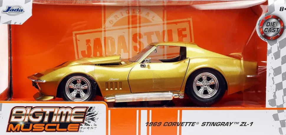 Big Time Muscle - Gold 1969 Corvette Stingray ZL-1 1/24th Scale Die-Cast Vehicle Replica