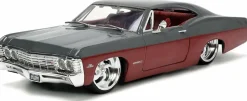Big Time Muscle - Red/Grey 1967 Chevrolet Impala SS 1/24th Scale Die-Cast Vehicle Replica