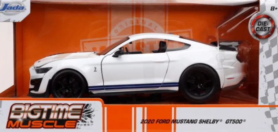 Big Time Muscle - White 2020 Ford Mustang Shelby GT500 1/24th Scale Die-Cast Vehicle Replica
