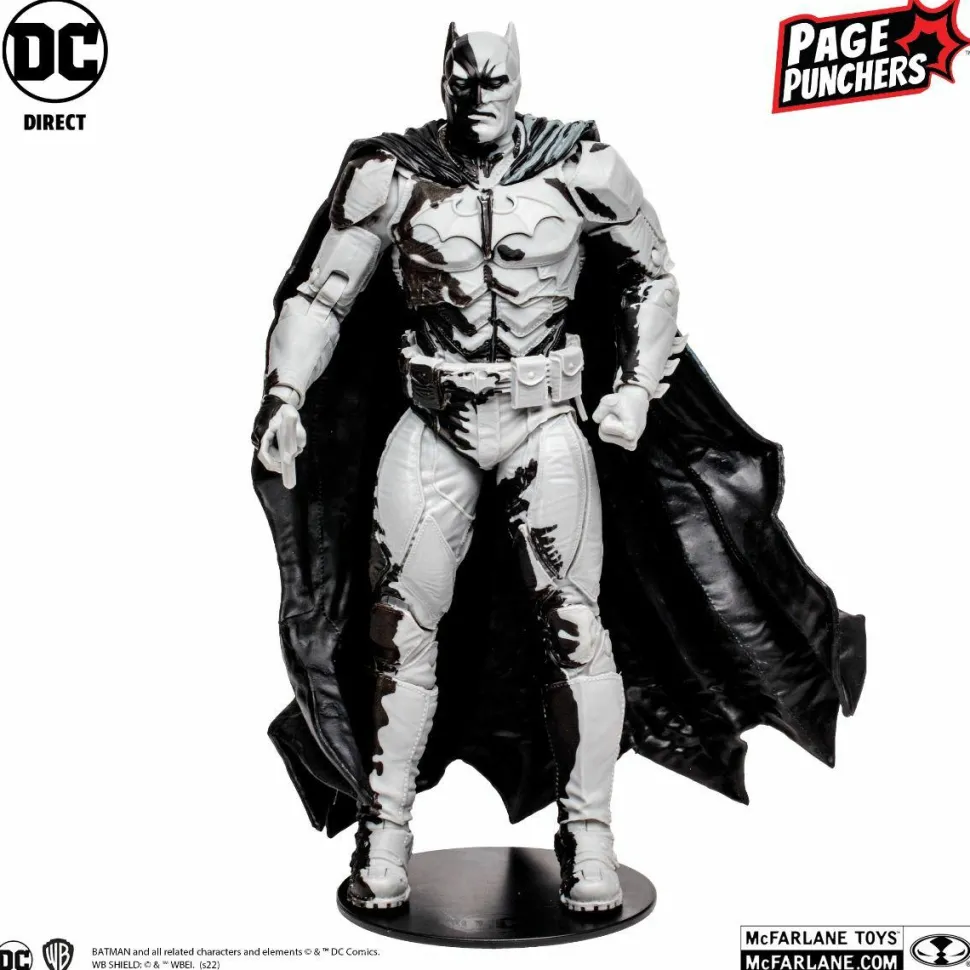 Black Adam - Batman (Line Art Variant) with Comic Book Page Punchers 7” Scale Action Figure Pack
