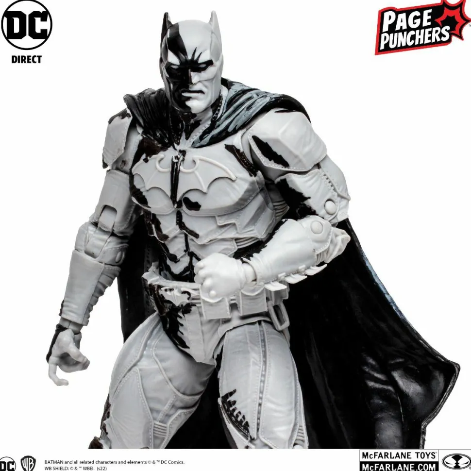 Black Adam - Batman (Line Art Variant) with Comic Book Page Punchers 7” Scale Action Figure Pack