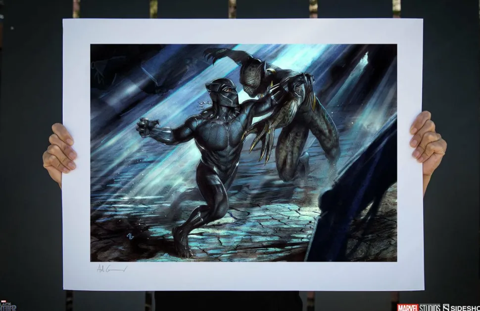 Black Panther (2018) - Black Panther vs Erik Killmonger Fine Art Print by Adi Granov