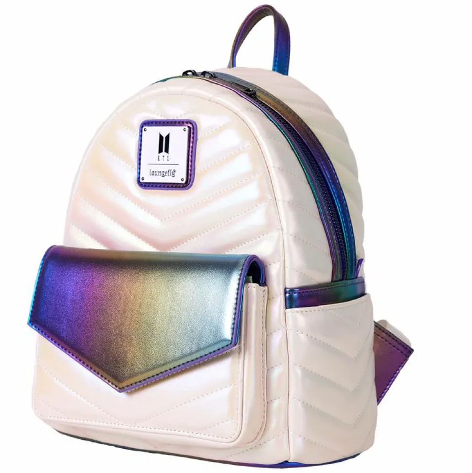 BTS - Pop! Iridescent Quilted 10" Faux Leather Mini Backpack