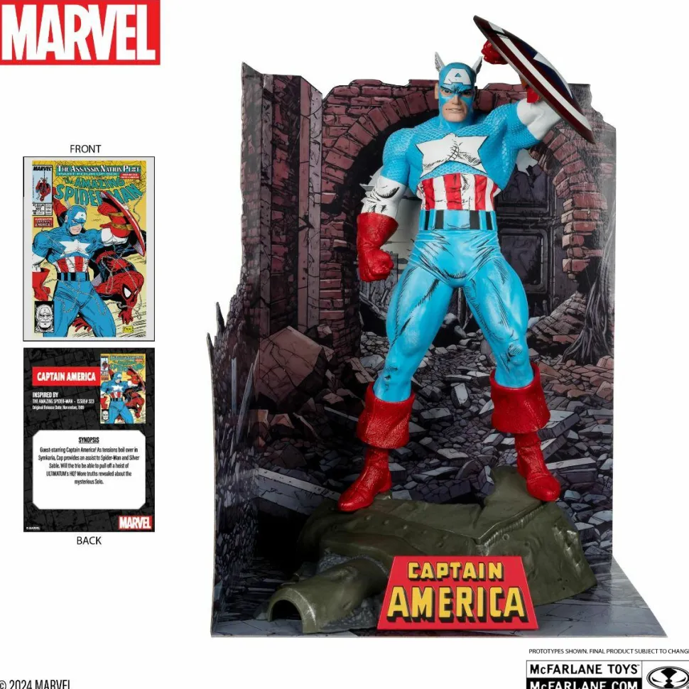 Captain America - Captain America (The Amazing Spider-Man #323) by Todd McFarlane 1/6th Scale PVC Posed Figure with Comic Book