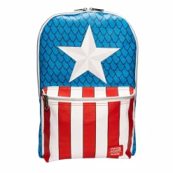 Captain America - Cosplay 18” Faux Leather Backpack with Pin Set