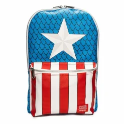 Captain America - Cosplay 18” Faux Leather Backpack with Pin Set