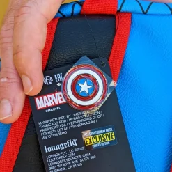 Captain America - Cosplay 18” Faux Leather Backpack with Pin Set