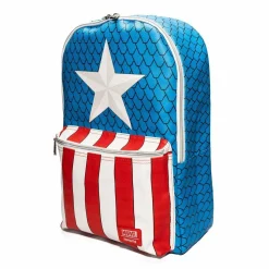 Captain America - Cosplay 18” Faux Leather Backpack with Pin Set