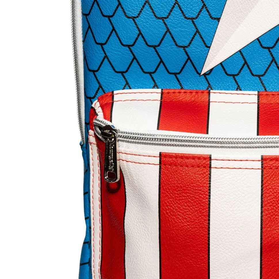 Captain America - Cosplay 18” Faux Leather Backpack with Pin Set