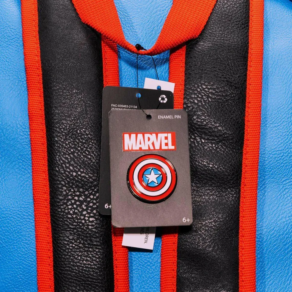 Captain America - Cosplay 18” Faux Leather Backpack with Pin Set