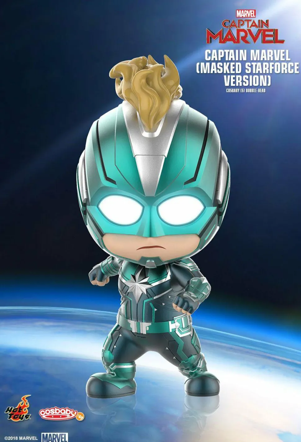 Captain Marvel (2019) - Captain Marvel Masked Starforce Cosbaby Hot Toys Bobble-Head Figure