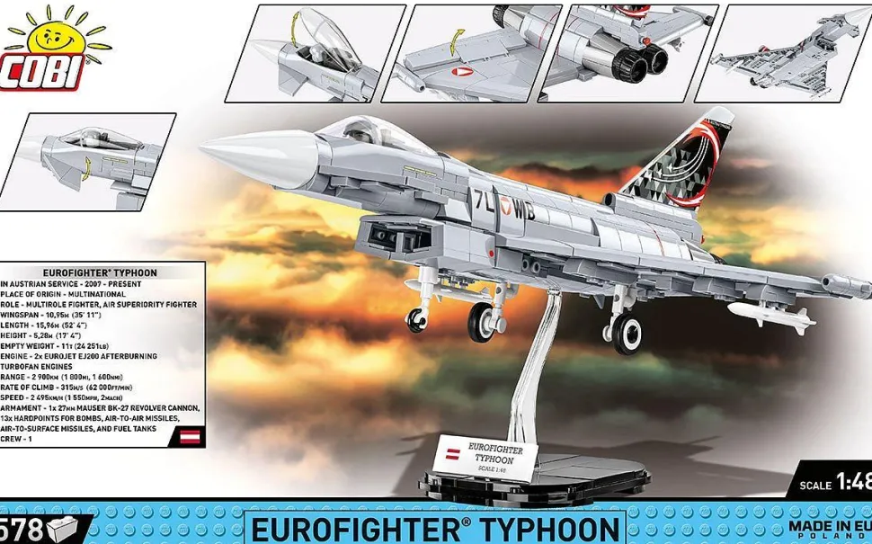 Cobi: Armed Forces - Eurofighter Typhoon Fighter Jet 1/48th Scale Building Block Construction Set (578 Pieces)