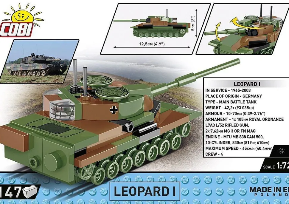 Cobi: Armed Forces - Leopard I Tank 1/72 Scale Building Block Construction Set (147 Pieces)
