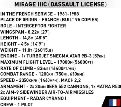Cobi: Armed Forces - Mirage IIIC (Dassault License) Fighter Jet 1/48th Scale Building Block Construction Set (444 Pieces)