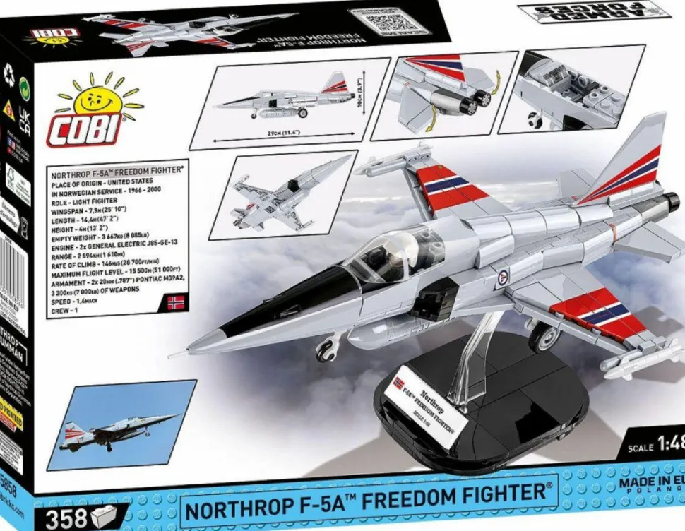 Cobi: Armed Forces - Northrop F-5A Freedom Fighter Jet 1/48th Scale Building Block Construction Set (358 Pieces)