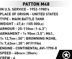 Cobi: Armed Forces - Patton M48 Tank 1/72 Scale Building Block Construction Set (127 Pieces)