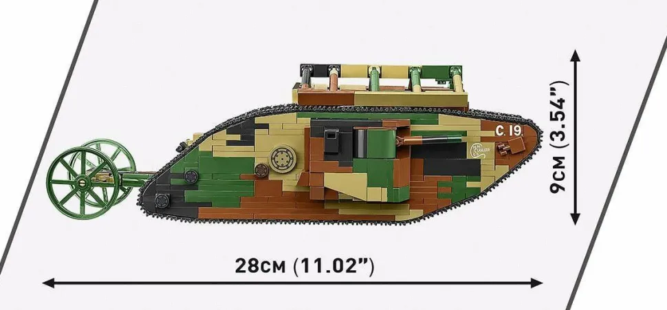 Cobi: Great War - Mark I (Male) no C.19. Tank Historical Collection 1/35th Scale Building Block Construction Set (878 Pieces)