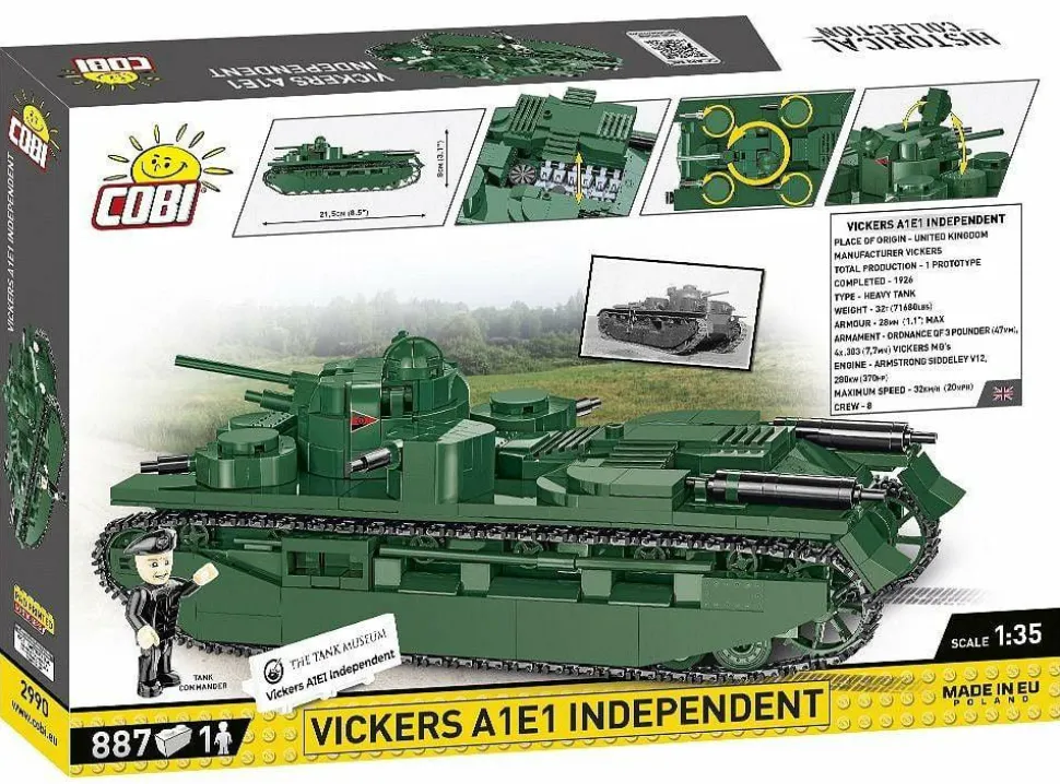 Cobi: Great War - Vickers A1E1 Independent Tank Historical Collection 1/35th Scale Building Block Construction Set (887 Pieces)