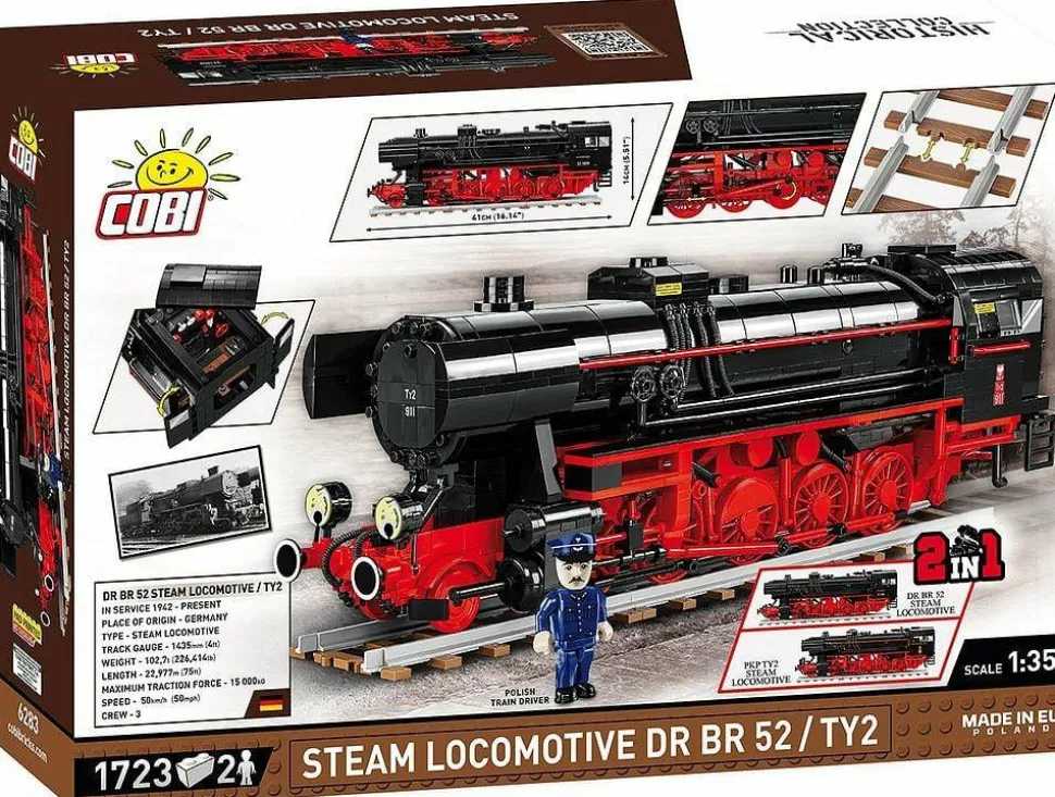 Cobi: Trains - DR BR 52 Steam Locomotive TY2 2-in-1 Historical Collection 1/35th Scale Building Block Construction Set (1723 Pieces)