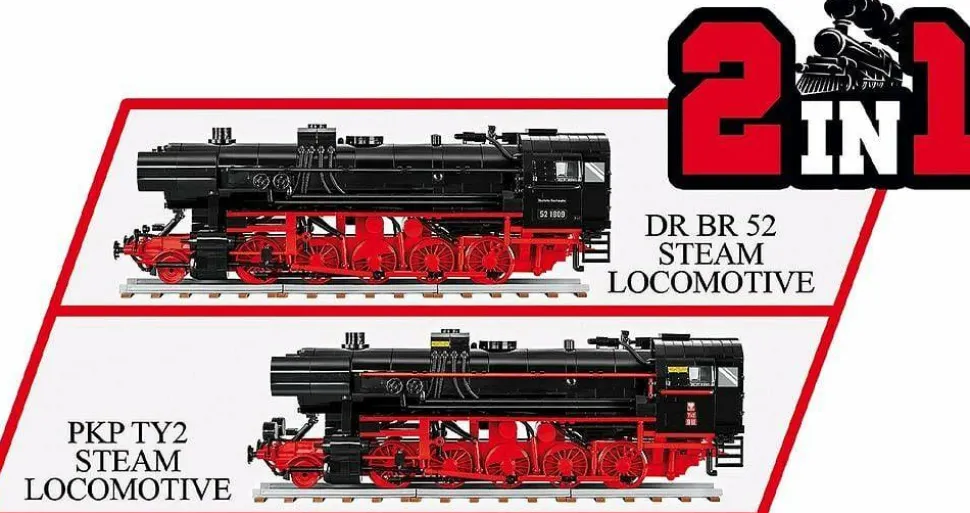 Cobi: Trains - DR BR 52 Steam Locomotive TY2 2-in-1 Historical Collection 1/35th Scale Building Block Construction Set (1723 Pieces)